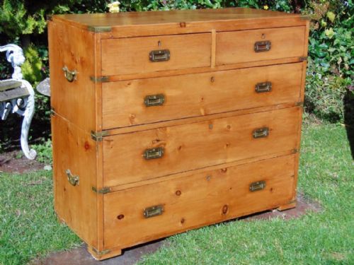 fig 1. 19th Century Golden Pine Campaign Chest of Drawers