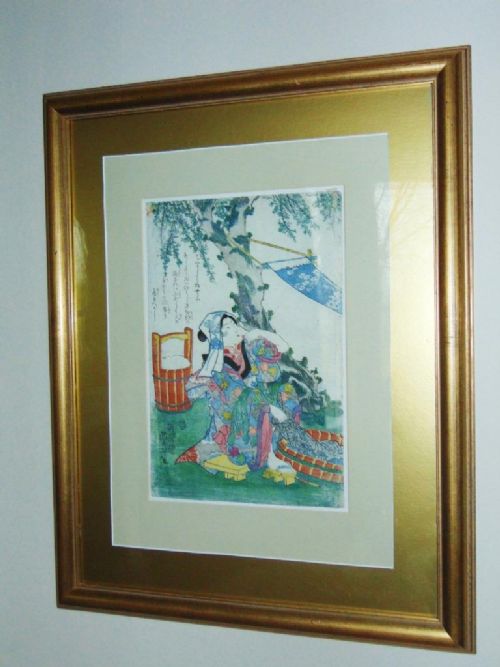 19th Century Japanese Watercolour Washing Day