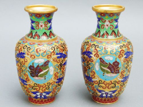 Pair of Chinese Cloisonne Vases Early 20th Century