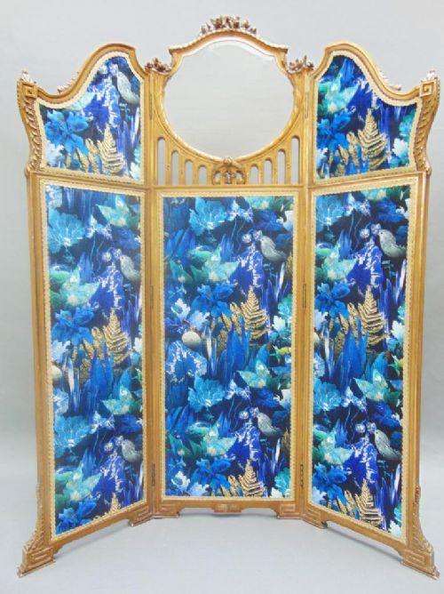 Beautiful Victorian Gilt Triple Fold Screen