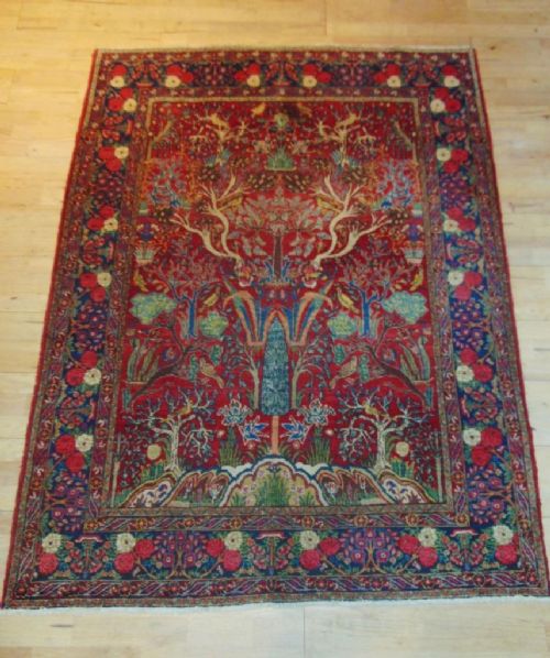 Antique Tabriz Tree of Life Rug / Carpet