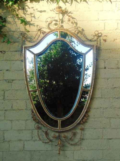 Large 19th Century Regency Adam Style Gilt and Gesso Mirror