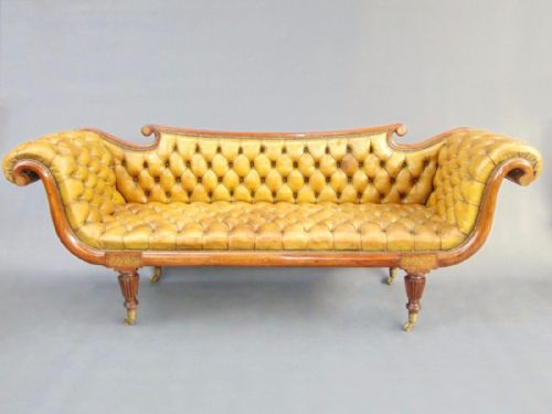 A Fine Regency Brass Inlaid Buttoned Leather Sofa