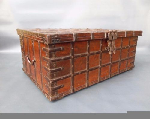 Large Antique 19th Century Indian Dowry Chest / Coffer / Coffee Table