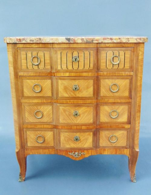 French Kingwood Marble Top Chest of Drawers