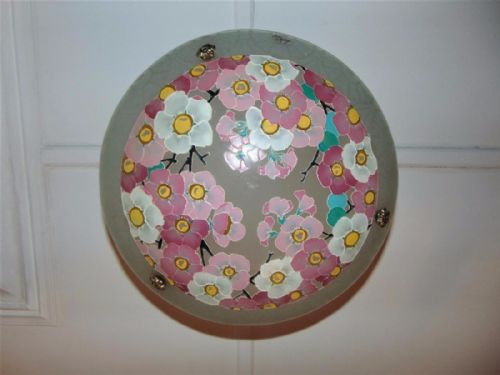 Loys Lucha Art Deco Enamelled Glass Ceiling Light Shade