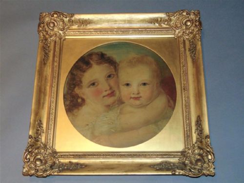 Victorian Oil Painting on Canvas Sisters