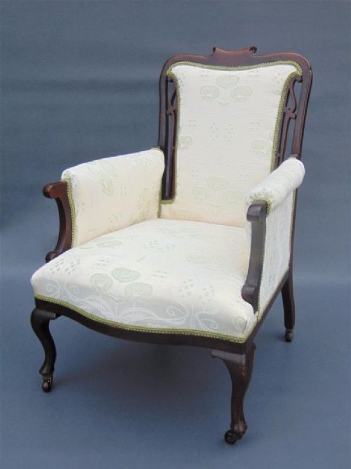 Art Nouveau Mahogany Frame Armchair