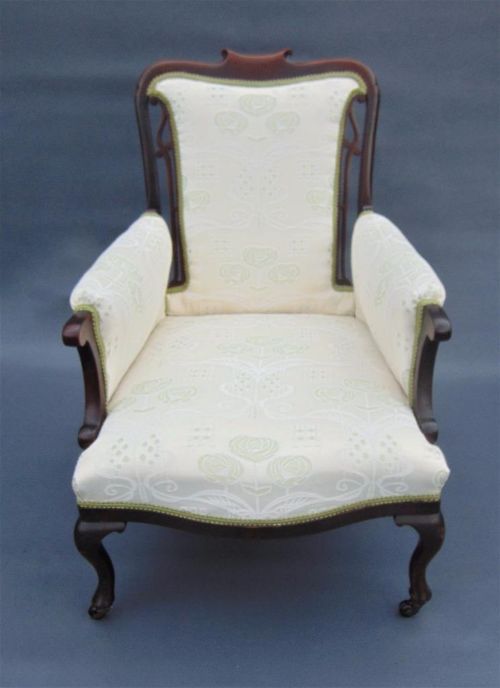 fig 1. Art Nouveau Mahogany Frame Armchair