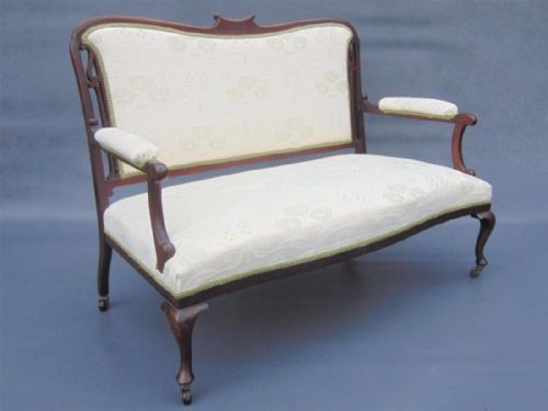 Art Nouveau Mahogany Frame Sofa / Settee