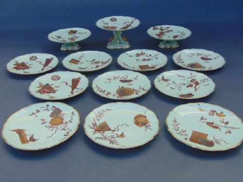 Victorian Japanese Influenced Aesthetic Porcelain Dessert Set