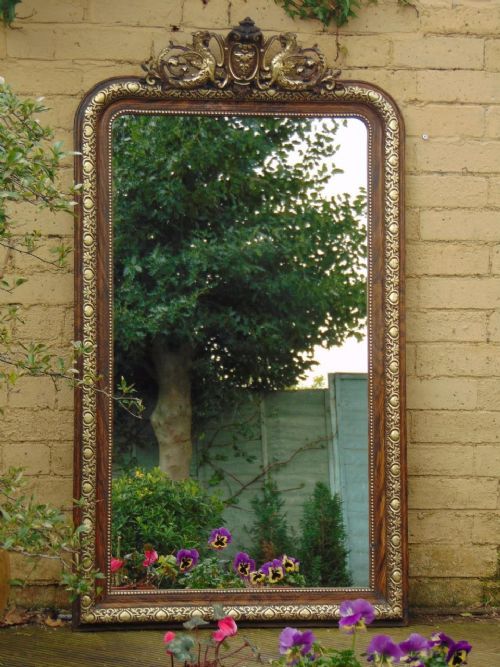 Beautiful French Overmantle Mirror Griffin Mounts C.1860