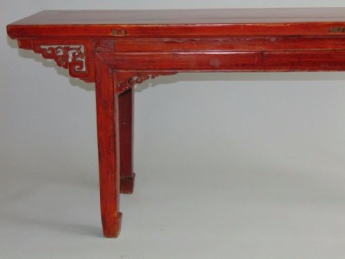 fig 1. Antique Chinese Red Lacquer Long Bench 