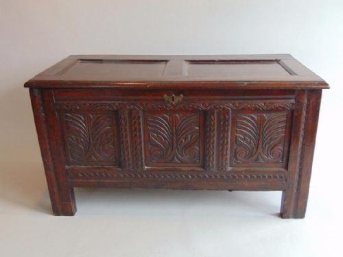 Antique 18th Century Carved Oak Coffer / Chest