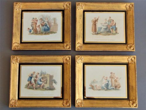 Set of Four Regency Hand Coloured Stipple Engravings H Thielcke
