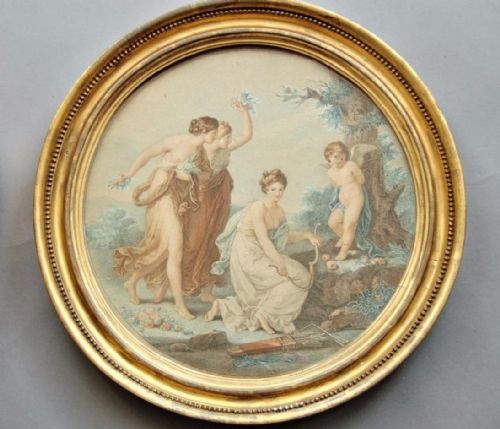 fig 1. Pair of Regency Hand Coloured Engravings Bartolozzi after Kauffman