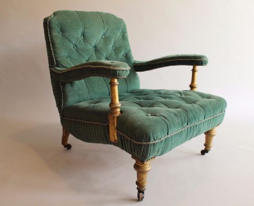 fig 1. Beautiful Howard Style Deep Buttoned Giltwood Armchair