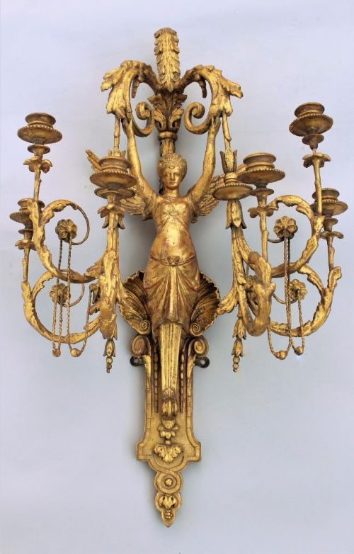 Rare and Fine Italian Empire Giltwood Wall Applique Sconce