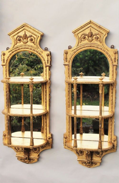Antique Pair of Gilt and Gesso Wall Bracket Mirrors