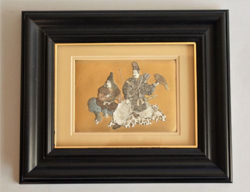 Shibayama Lacquered Panel Hunting with Eagle