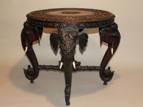 fig 1. Anglo-Indian Carved Hardwood Elephant Table