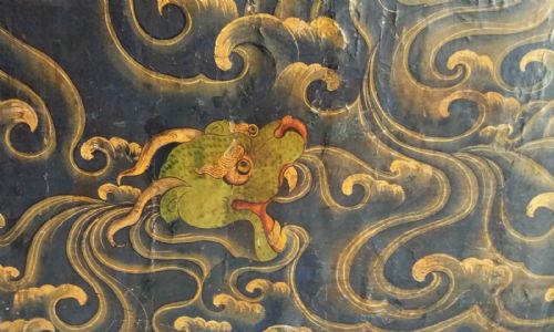 fig 1. Fabulous Large Antique Tibetan Painted Door Temple Panel