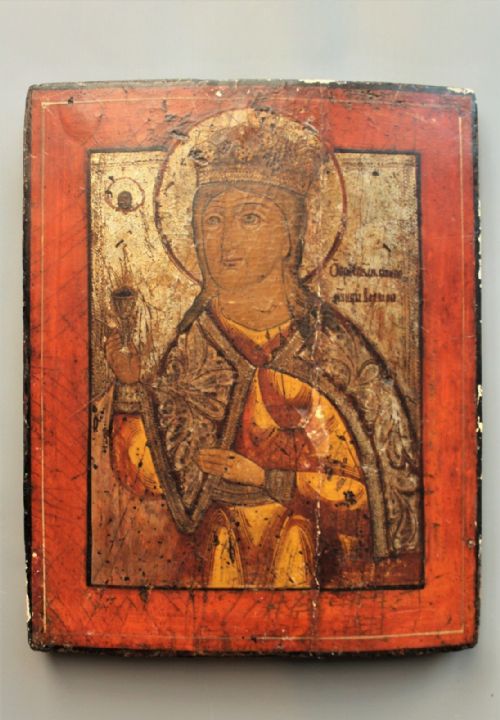 Antique Painted Polychrome Icon