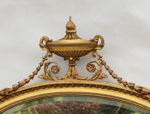 fig 1. Victorian Regency Style Oval Gilt Overmantle Mirror Large