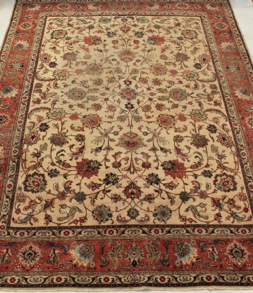 Antique Tabriz Carpet Room Size Signed