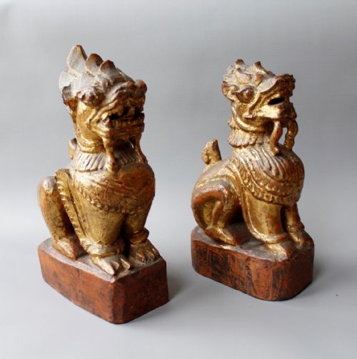 Antique Chinese Giltwood Fo Dogs