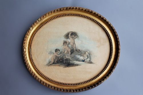 Stipple Engraving Putti 18th Century