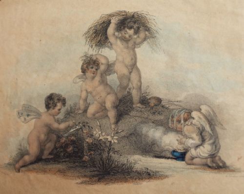 fig 1. Stipple Engraving Putti 18th Century