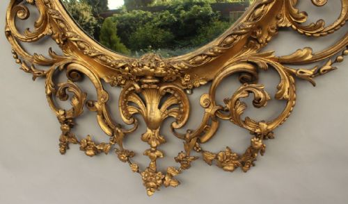 fig 1. Amazing 19th Century Ornate Gilded Oval Mirror