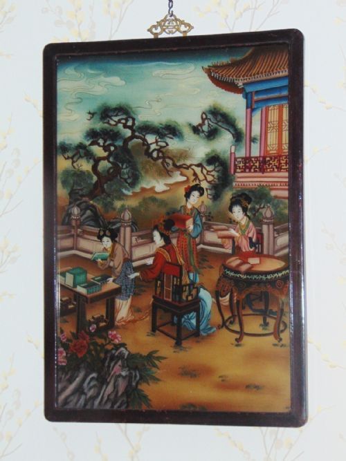 Large Chinese Reverse Painting on Glass 1900