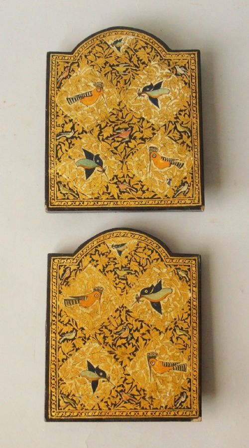 Pretty Pair of Kashmir Hand Painted Bookends Shrinagar