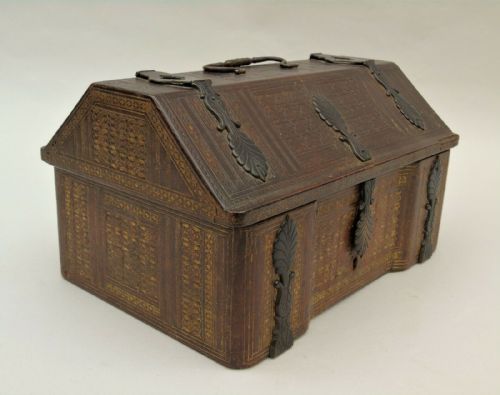 Antique Leather Casket Bronze Mounts