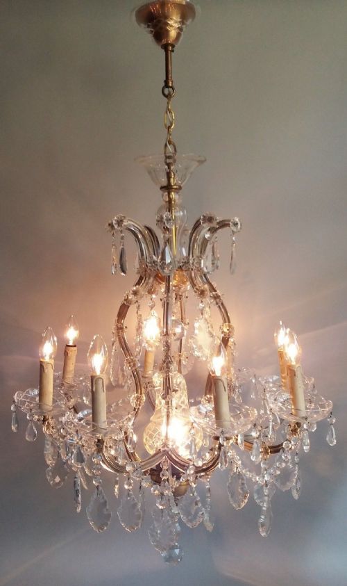 Imposing Cut Crystal Antique 9 Light Chandelier