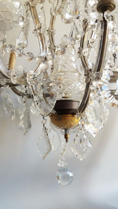 fig 1. Imposing Cut Crystal Antique 9 Light Chandelier