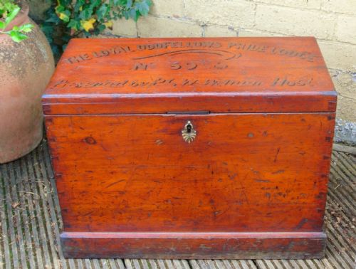Neat Antique Pine Chest 'Oddfellows'