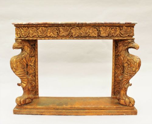 Giltwood & Marble Console Table Griffins