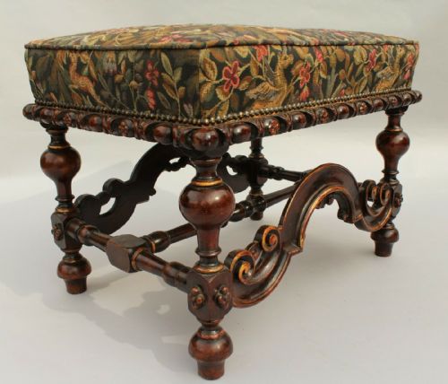 19th Century Jacobean Style Upholstered Stool
