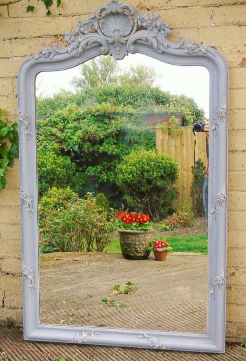 Pretty Painted Antique French Arched Mirror