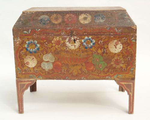 Antique Painted Folk Art Swedish Chest