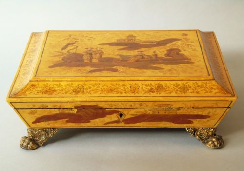 Regency Yellow Lacquer Jewellery Casket 18th Century