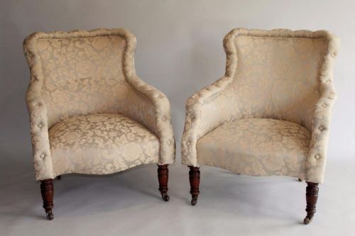 Good Pair of Antique Upholstered Armchairs
