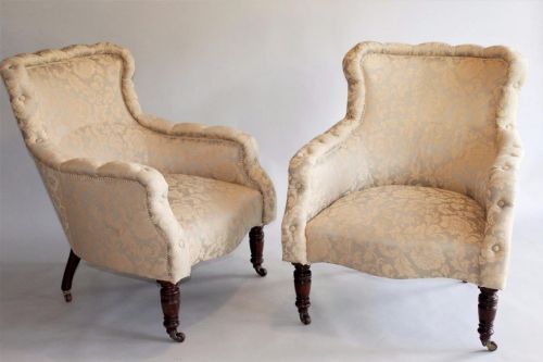fig 1. Good Pair of Antique Upholstered Armchairs