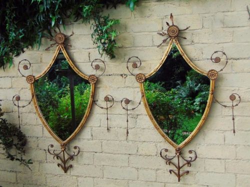 Elegant Pair of Regency Style Sunburst Shield Mirrors