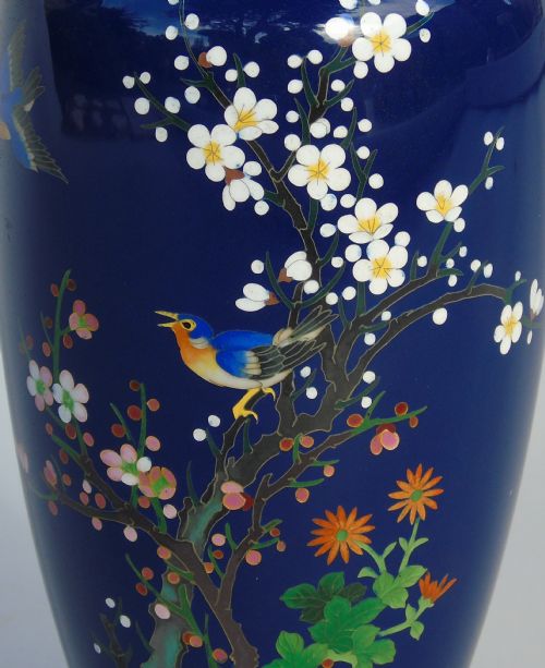 fig 1. Exceptional  Japanese Cloisonne Vase on Stand