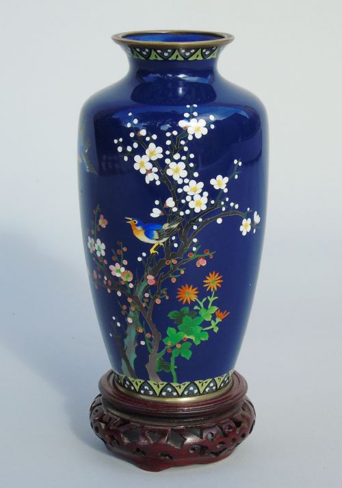 Exceptional  Japanese Cloisonne Vase on Stand