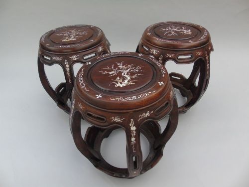 Set of 3 Chinese Rosewood Barrel Tables